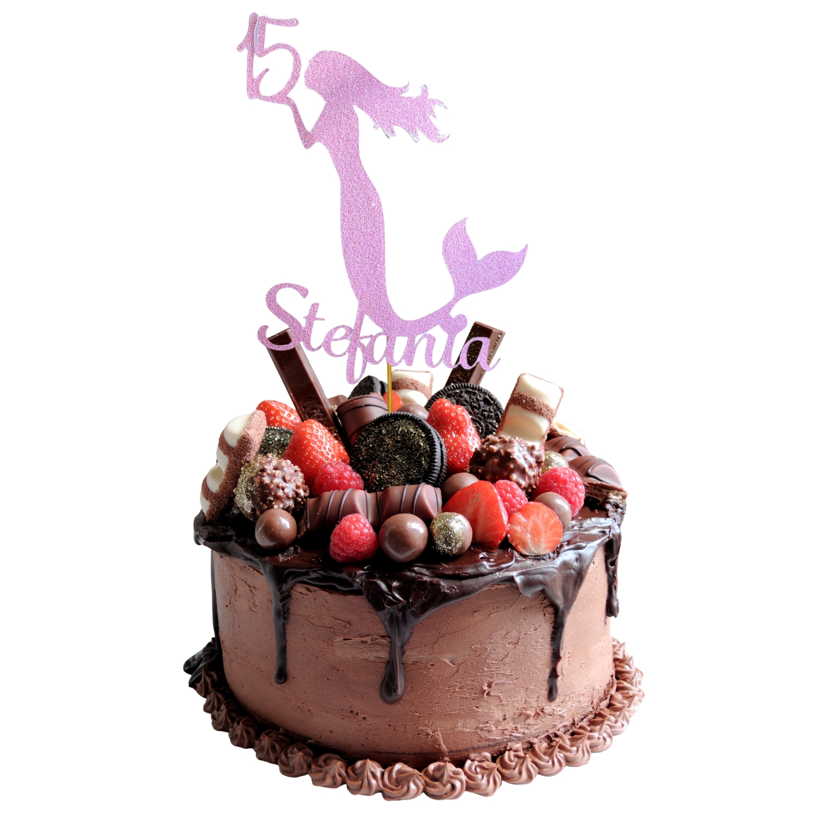 Mermaid Under the Sea Glitter Cake Topper – Birthday Party Decoration – Custom Color