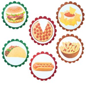 Fast Food Summer Fun Glitter Cupcake Toppers – Birthday Party Decorations