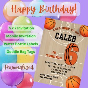 Kids Basketball Birthday Party Invitation Bundle – Court Theme – Digital Printable