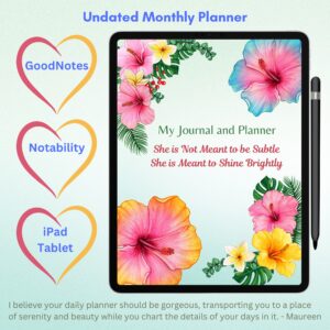 Tropical Flowers Digital Planner — iPad & Tablet | GoodNotes + Notability | Undated 80-Page Hyperlinked PDF