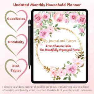 Pink Roses Household Management Digital Planner