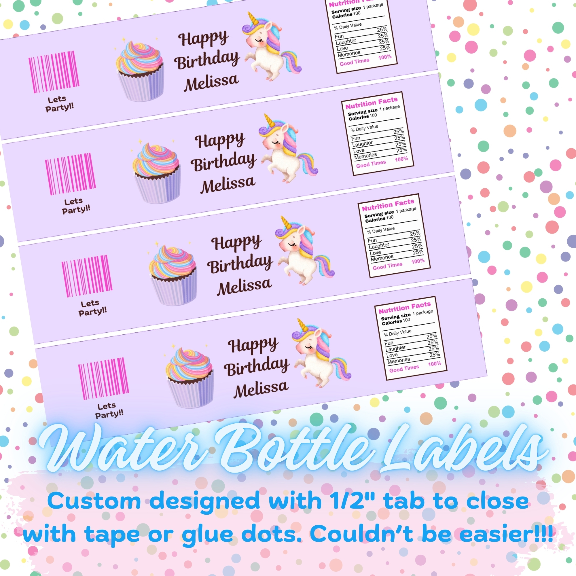 Kids Unicorn Cupcake Birthday Party Invitation Bundle Digital Printable