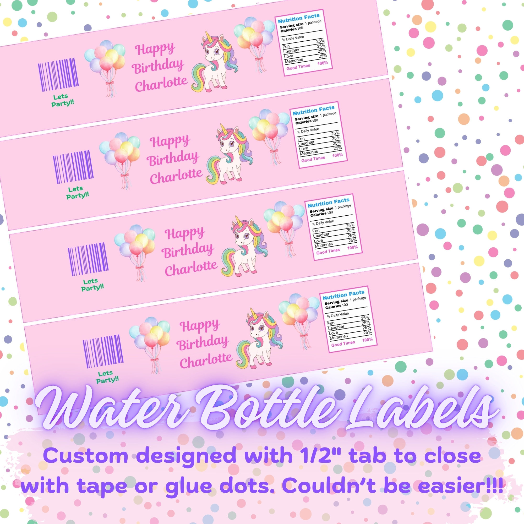 Kids Unicorn Rainbow Birthday Party Invitation Bundle Digital Printable