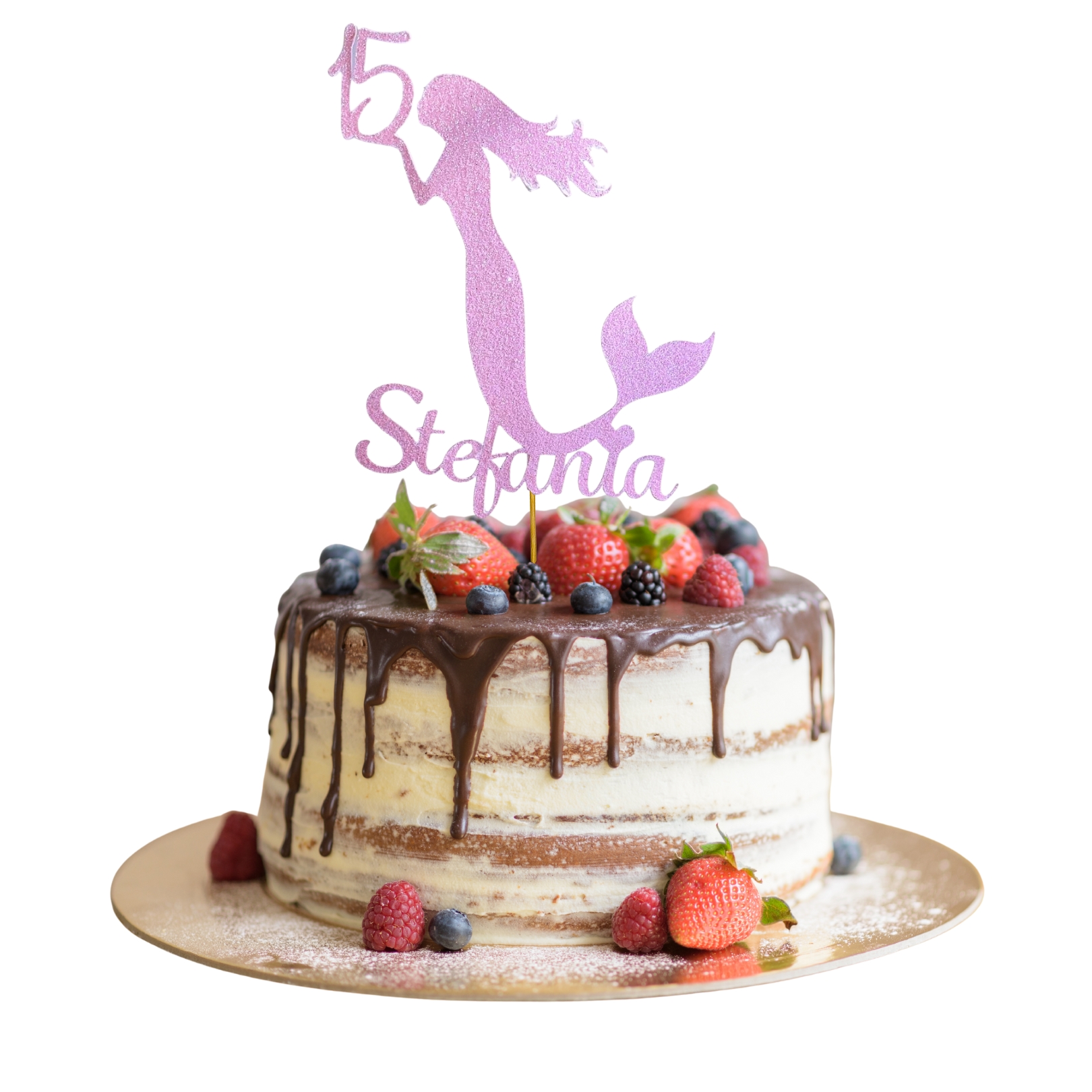 Mermaid Under the Sea Glitter Cake Topper – Birthday Party Decoration – Custom Color