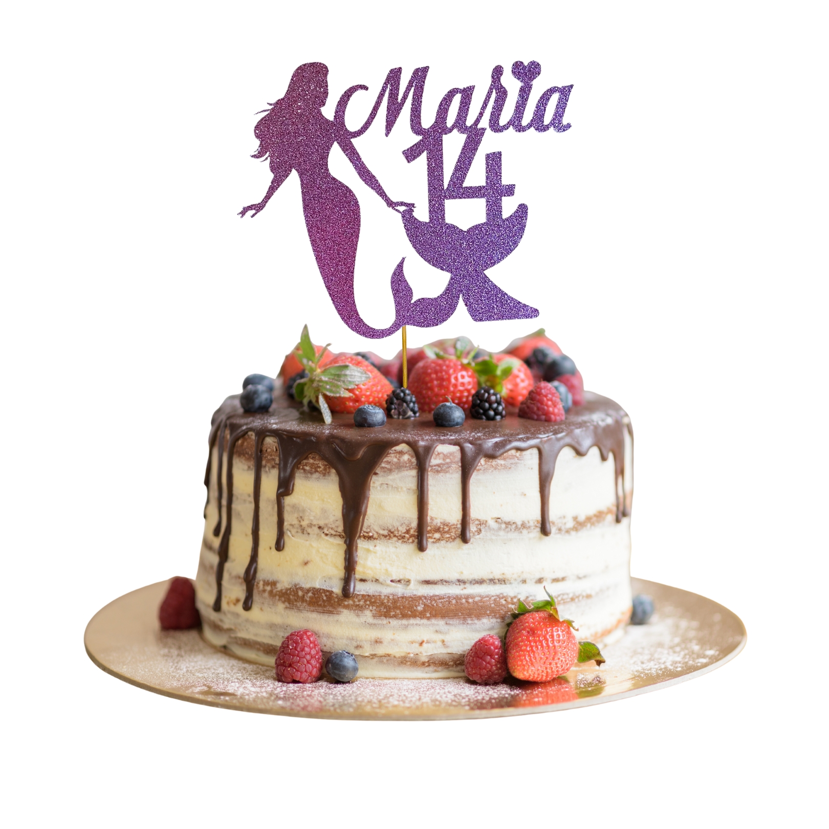 Mermaid Under the Sea Glitter Cake Topper – Birthday Party Decoration – Custom Color