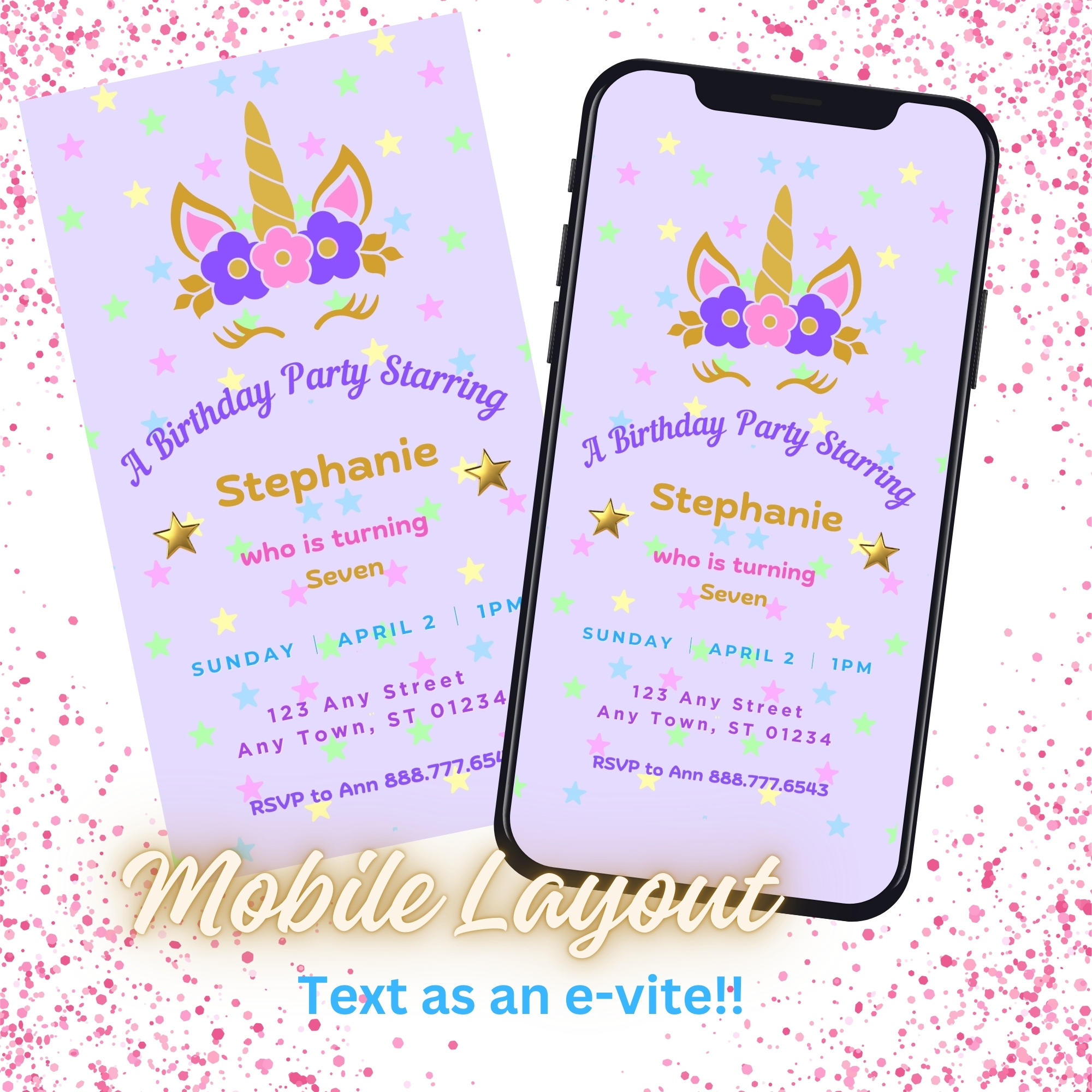 Kids Unicorn Magical Birthday Invitation Bundle