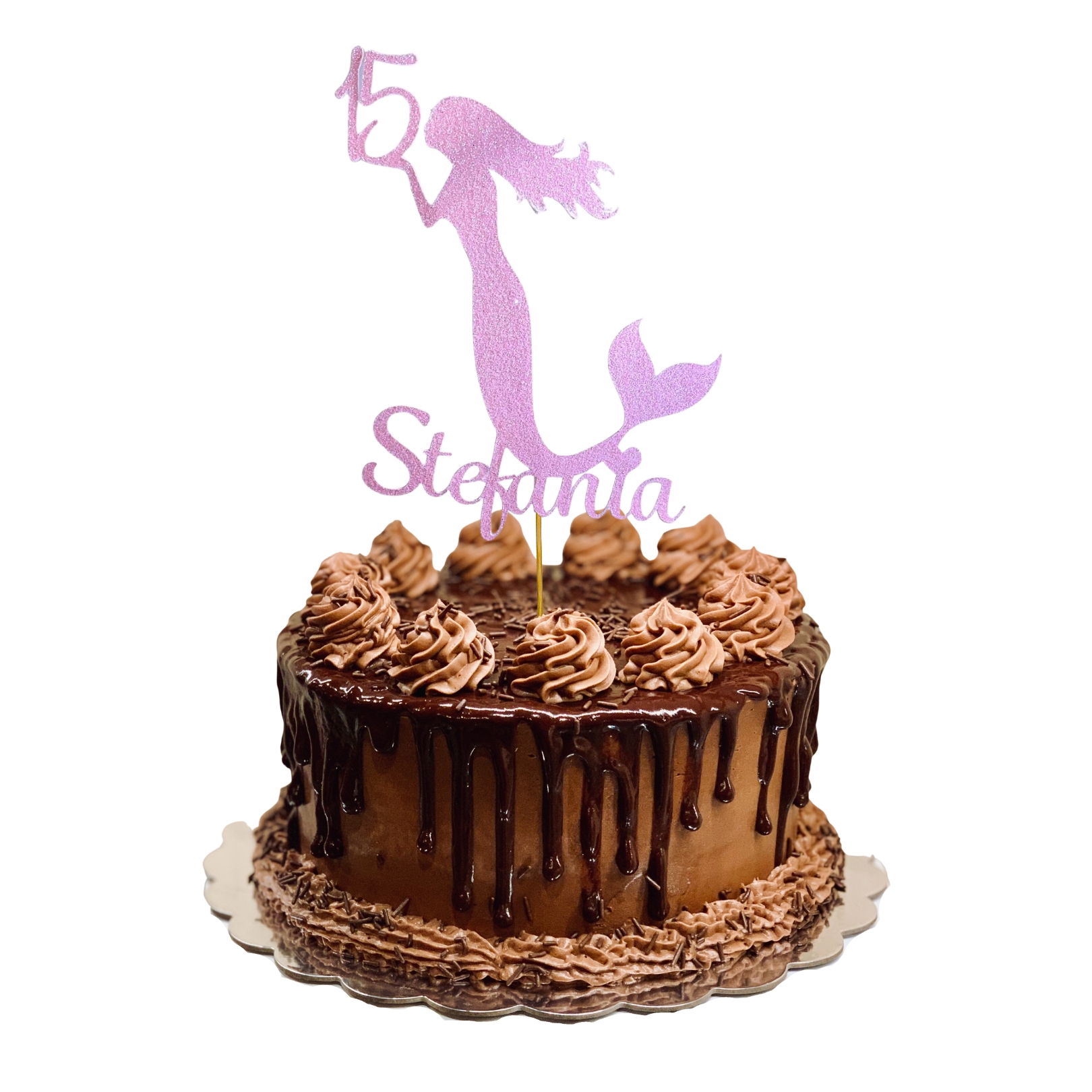 Mermaid Under the Sea Glitter Cake Topper – Birthday Party Decoration – Custom Color