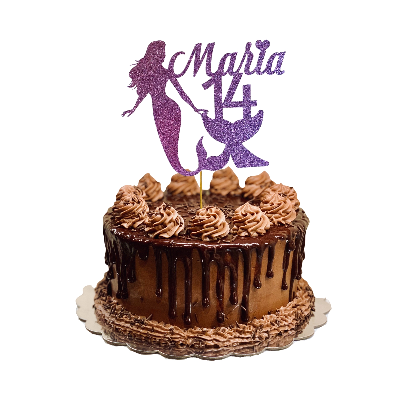 Mermaid Under the Sea Glitter Cake Topper – Birthday Party Decoration – Custom Color