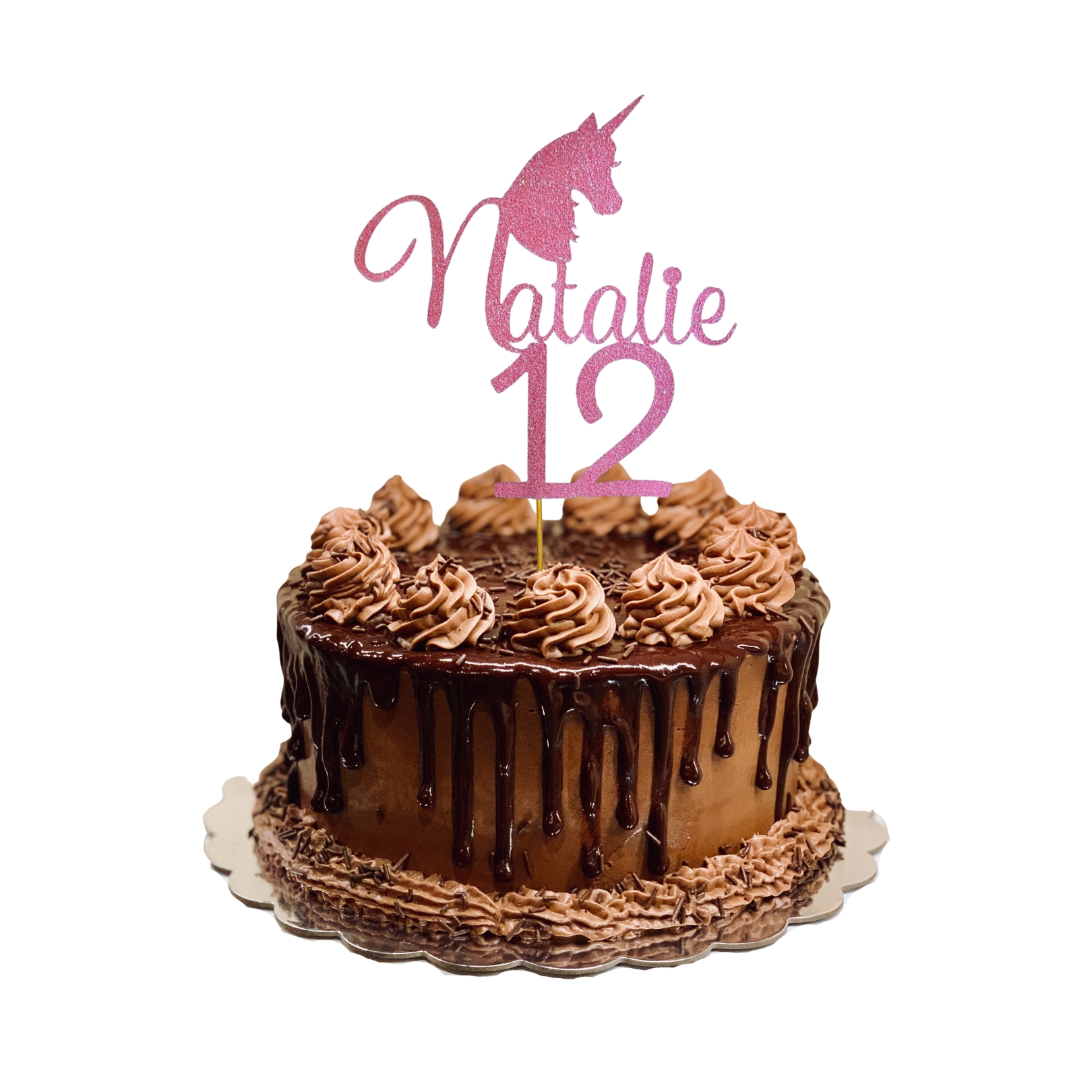 Unicorn Personalized Name and Age Cake Topper – Style 02