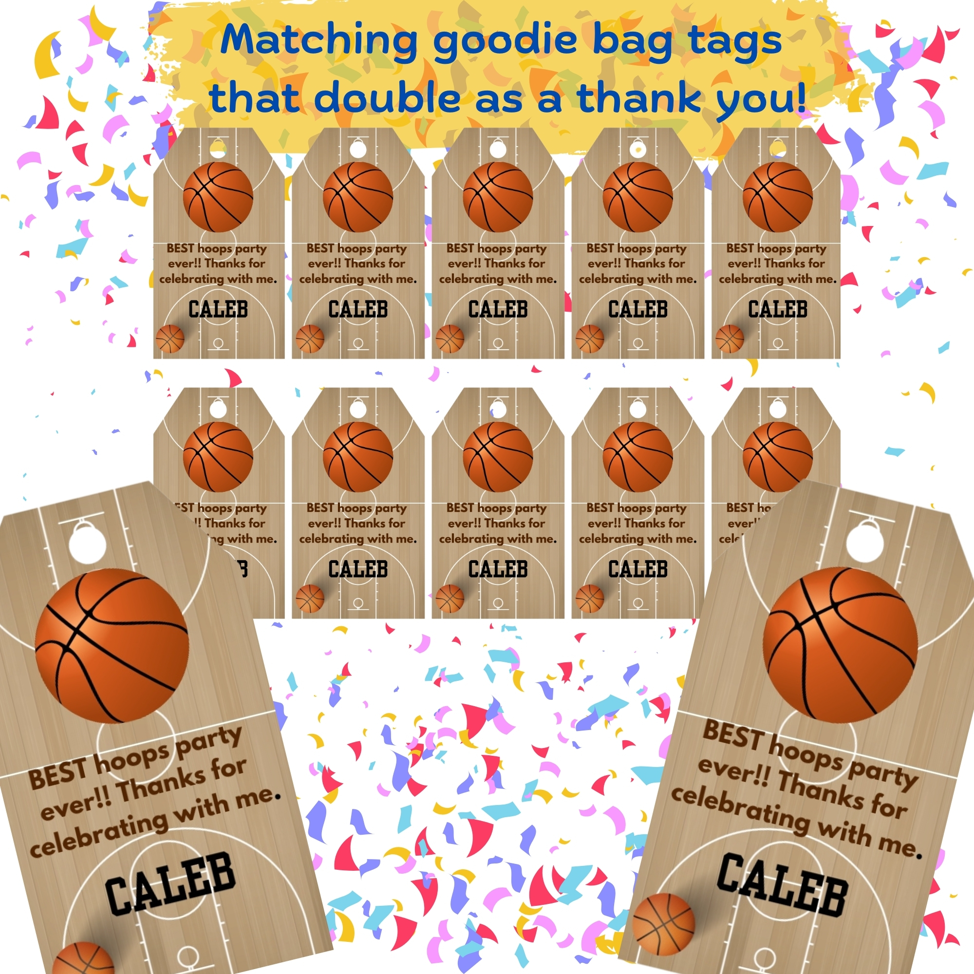 Kids Basketball Birthday Party Invitation Bundle – Court Theme – Digital Printable