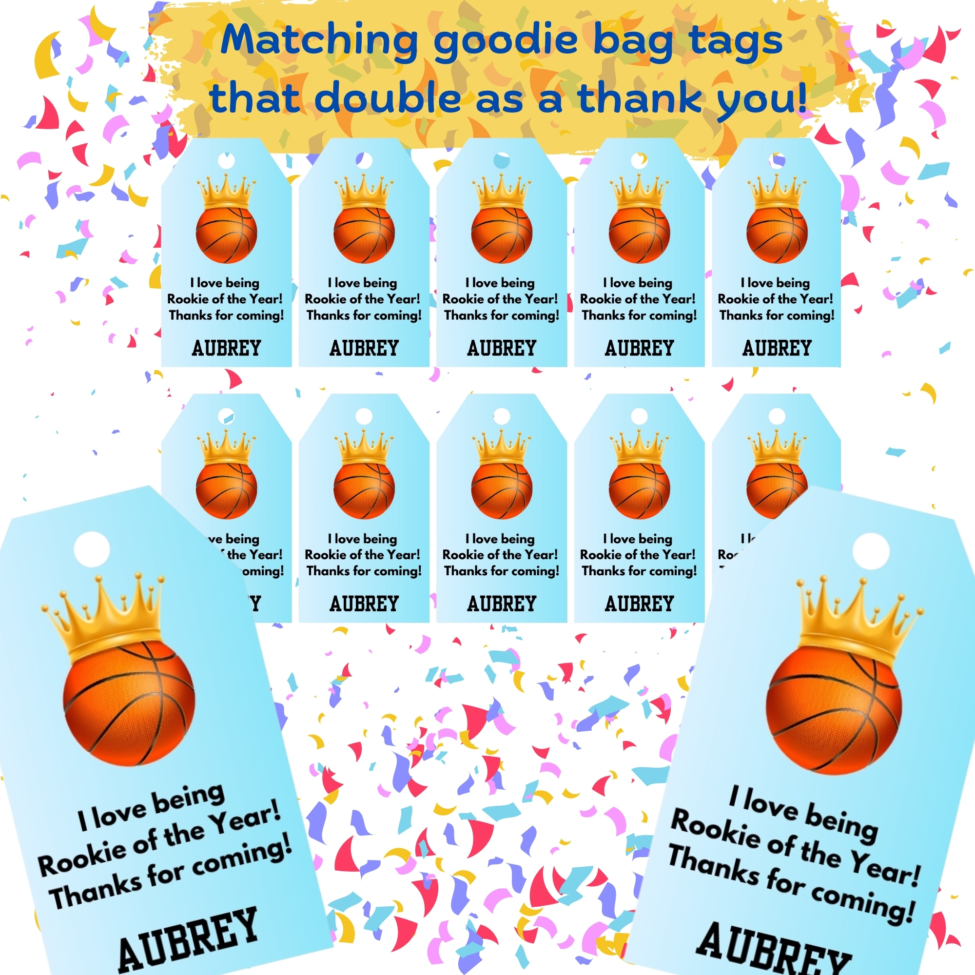 Kids Basketball Birthday Party Invitation Bundle – Rookie Theme – Digital Printable