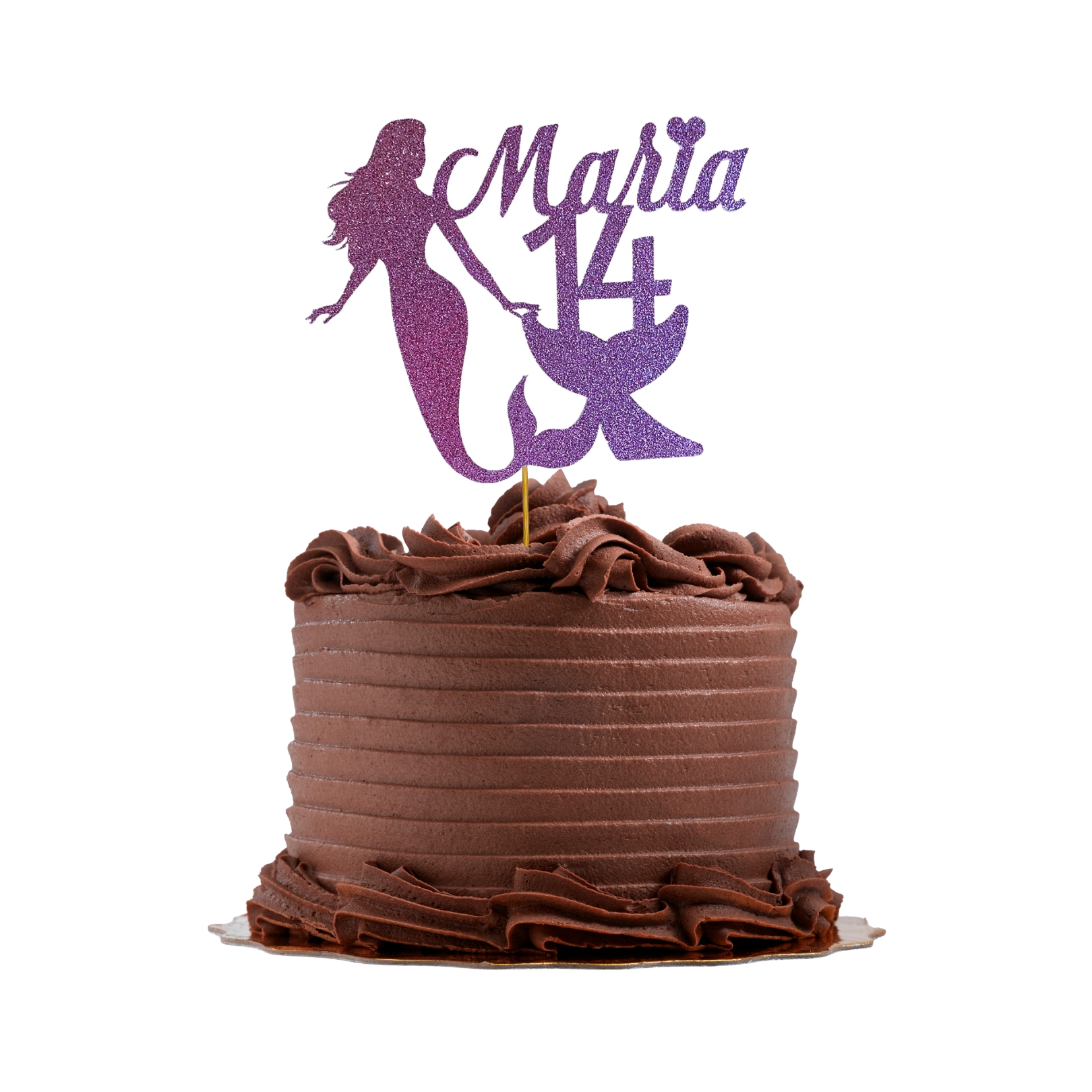 Mermaid Under the Sea Glitter Cake Topper – Birthday Party Decoration – Custom Color