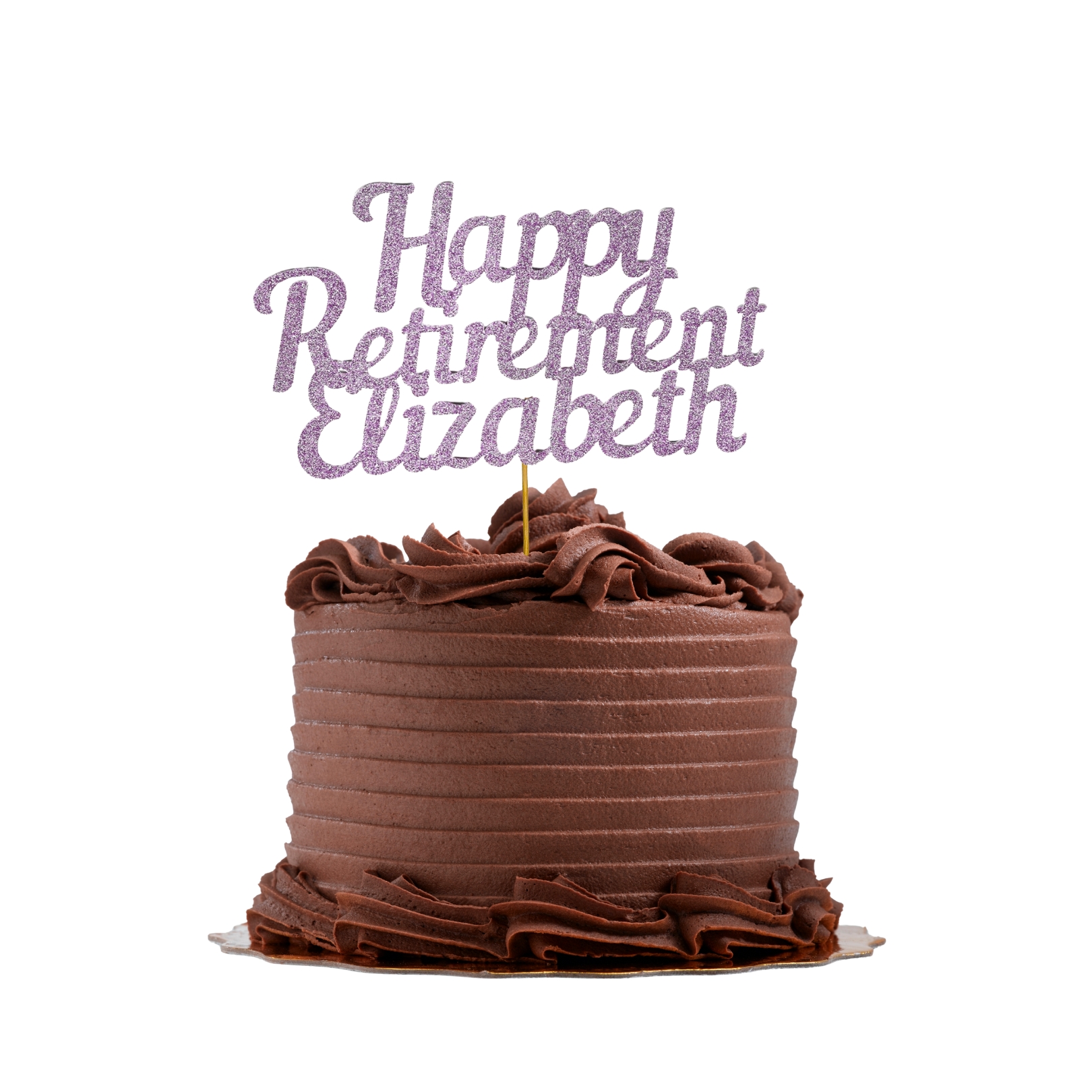Happy Retirement Glitter Cake Topper – Personalized Any Name – Custom Color