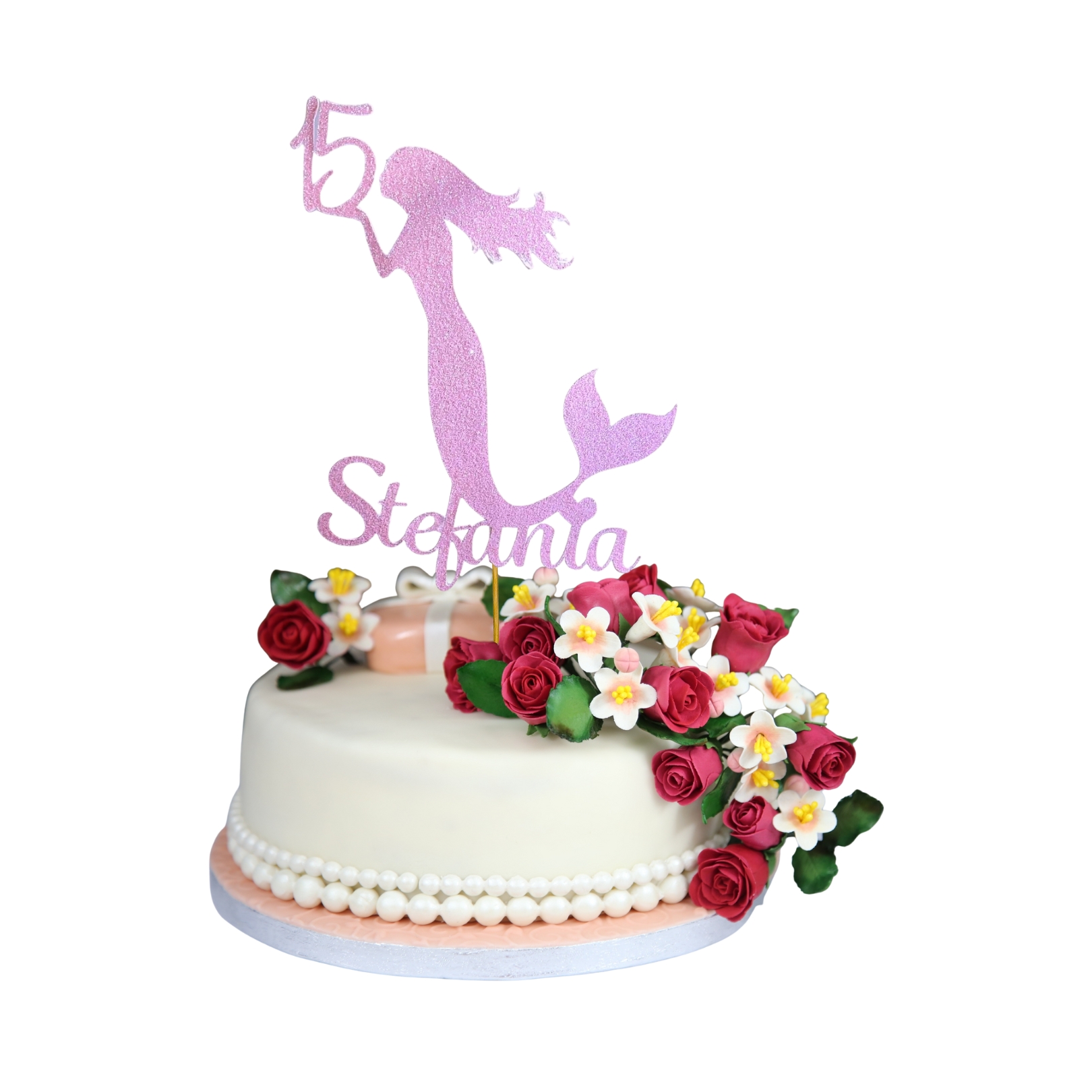 Mermaid Under the Sea Glitter Cake Topper – Birthday Party Decoration – Custom Color