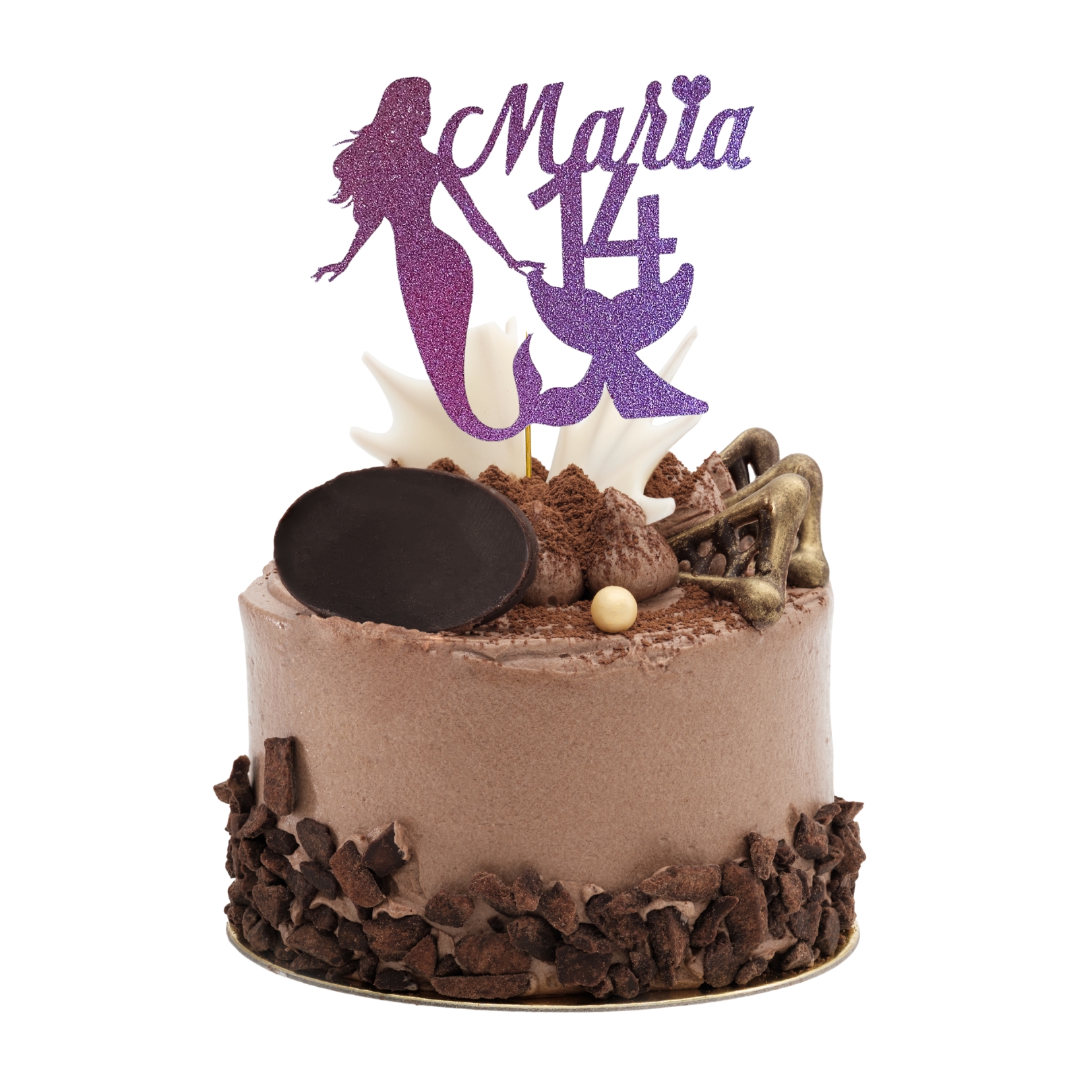 Mermaid Under the Sea Glitter Cake Topper – Birthday Party Decoration – Custom Color