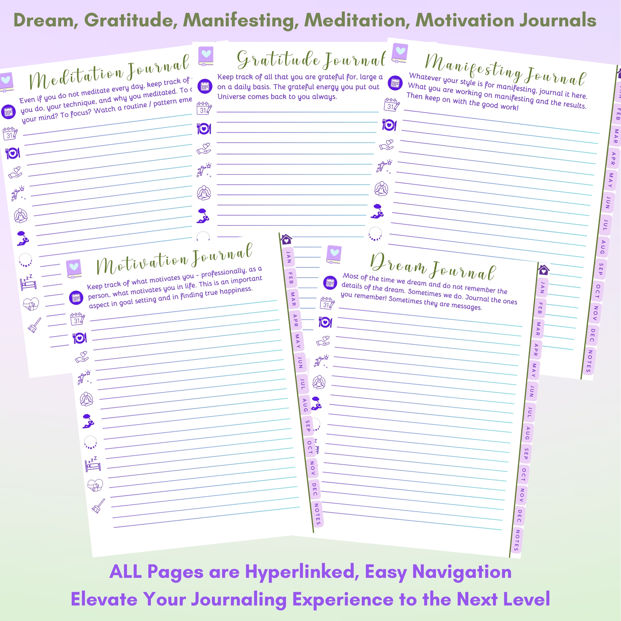 Lavender Digital Planner — iPad & Tablet | GoodNotes + Notability | Undated 80-Page Hyperlinked PDF