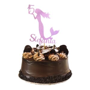 Mermaid Under the Sea Glitter Cake Topper – Birthday Party Decoration – Custom Color