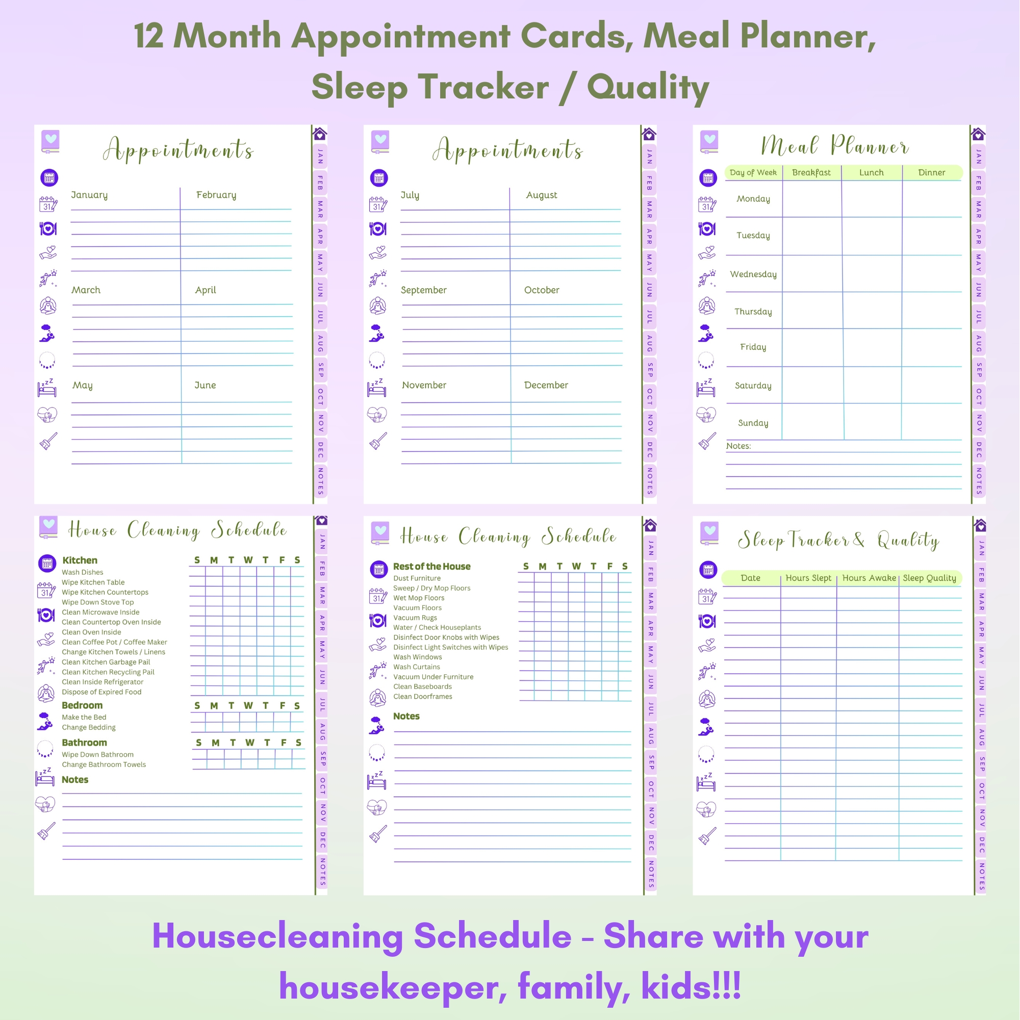 Lavender Digital Planner — iPad & Tablet | GoodNotes + Notability | Undated 80-Page Hyperlinked PDF