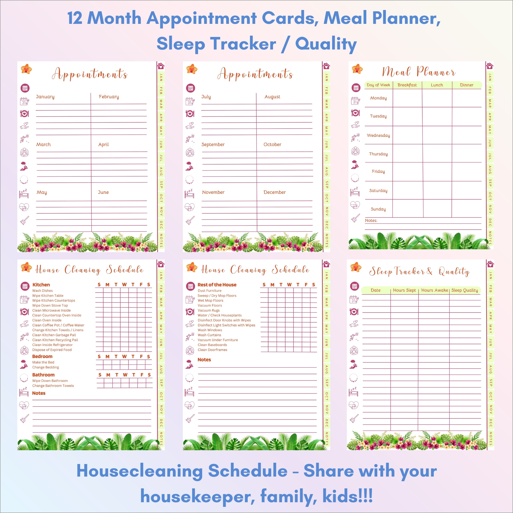 Tropical Orchids Digital Planner | iPad, Tablet | GoodNotes & Notability | Undated 80-Page Hyperlinked PDF