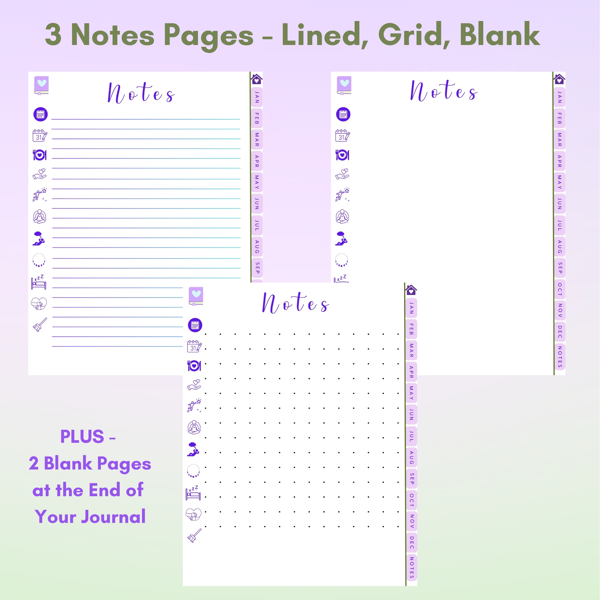 Lavender Digital Planner — iPad & Tablet | GoodNotes + Notability | Undated 80-Page Hyperlinked PDF