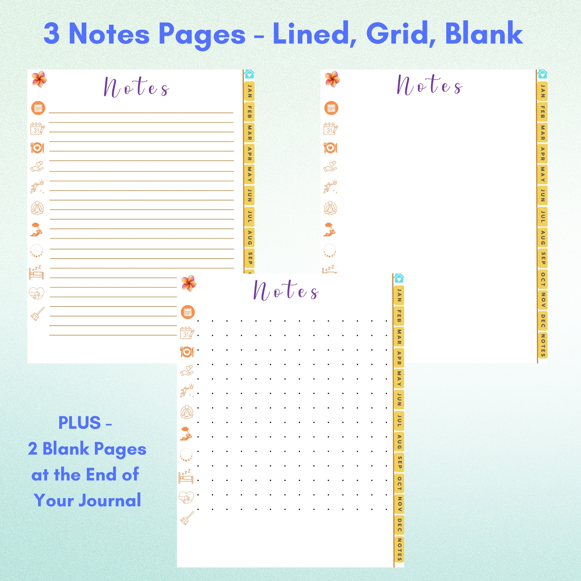 Tropical Flowers Digital Planner — iPad & Tablet | GoodNotes + Notability | Undated 80-Page Hyperlinked PDF