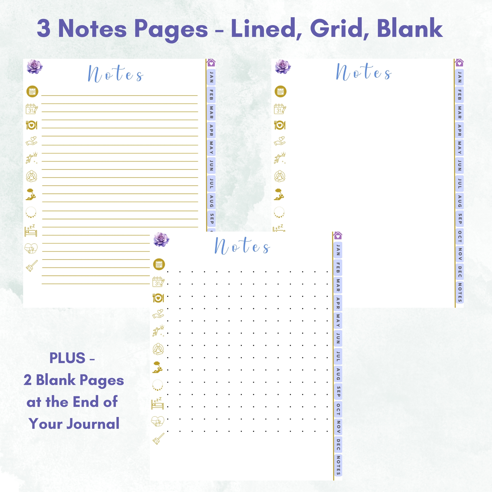 Blue Roses Digital Planner — iPad & Tablet | GoodNotes + Notability | Undated 80-Page Hyperlinked PDF