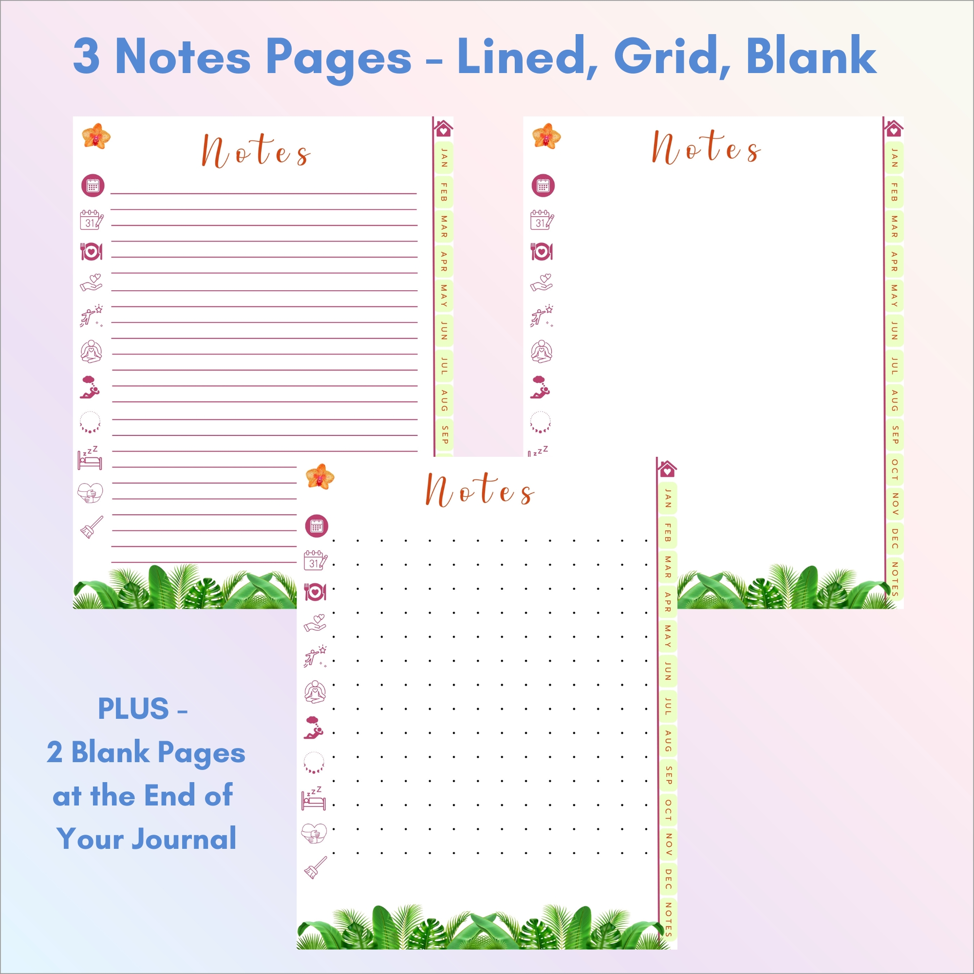 Tropical Orchids Digital Planner | iPad, Tablet | GoodNotes & Notability | Undated 80-Page Hyperlinked PDF