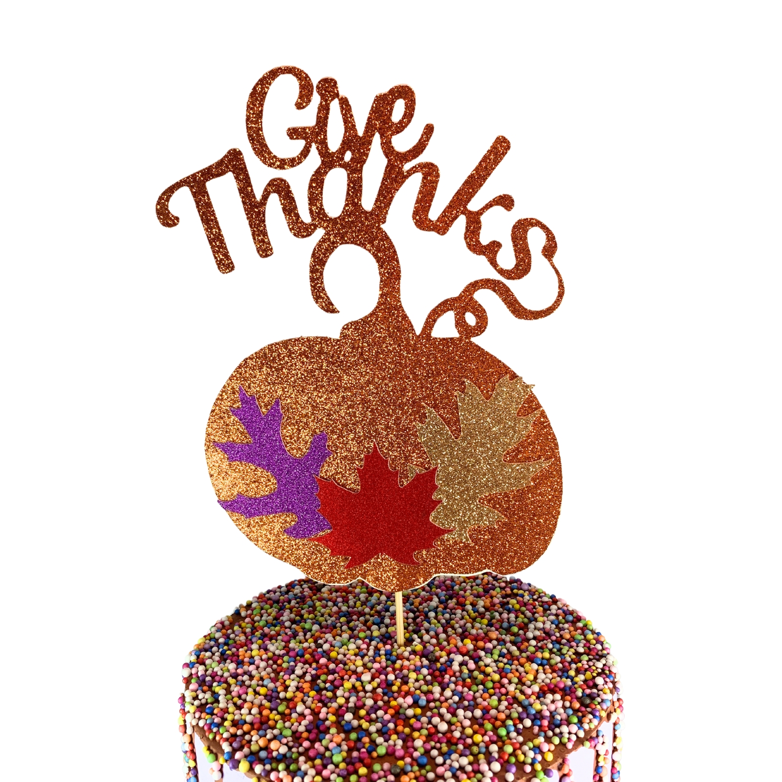 Give Thanks Autumn Fall Thanksgiving Cake Topper Table Centerpiece