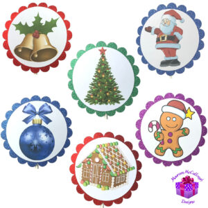 Christmas Winter Birthday Cupcake Toppers Christmas Tree Set 02