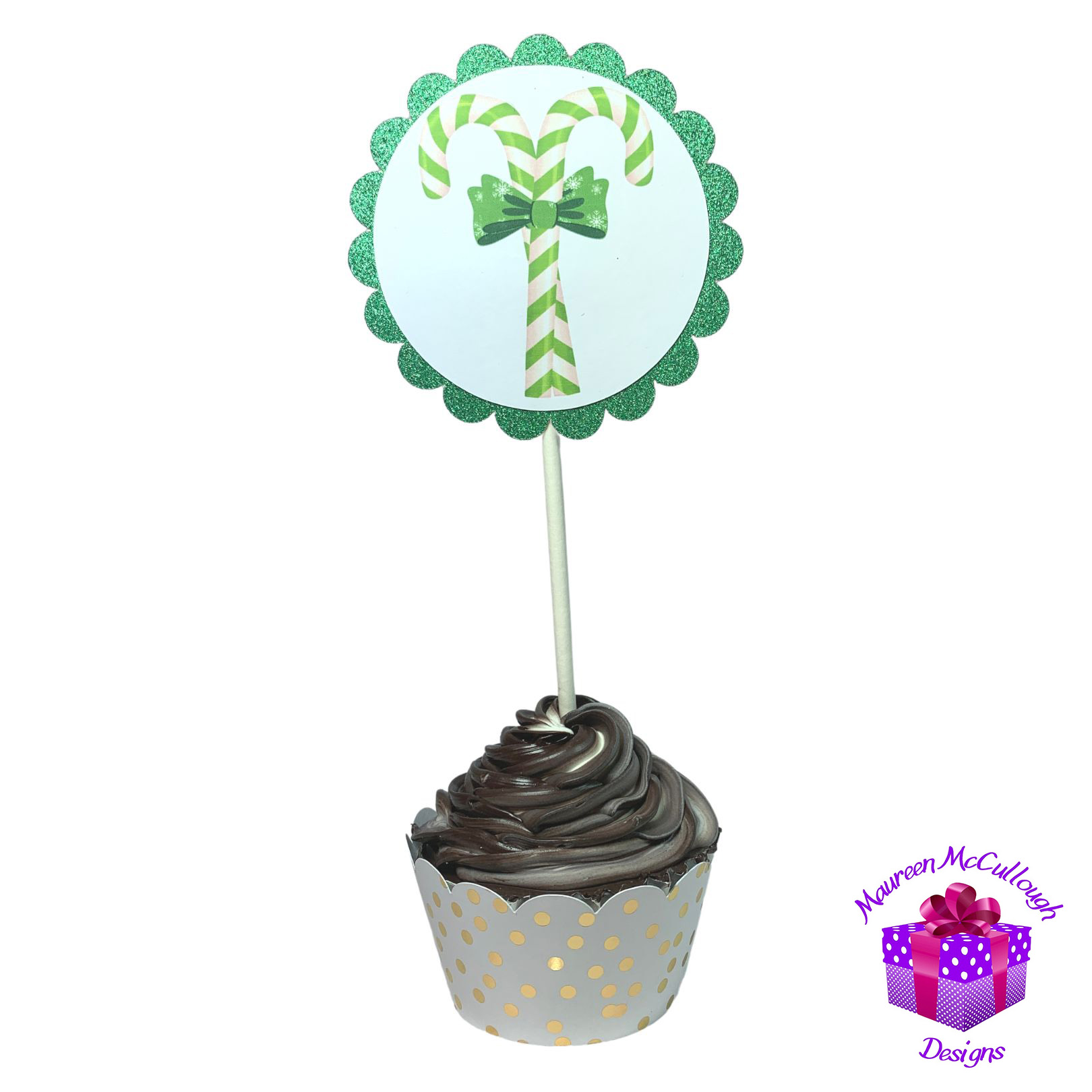 Christmas Winter Birthday Cupcake Toppers Candy Canes Set 03