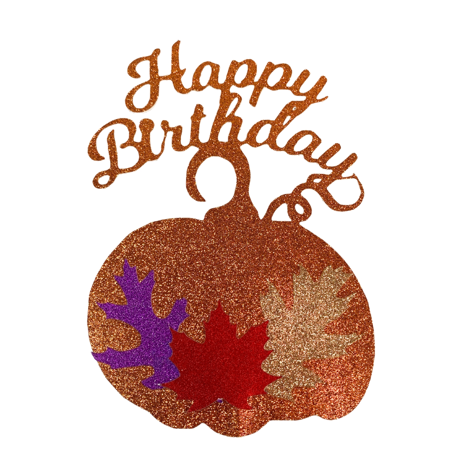 Happy Birthday Autumn Thanksgiving Cake Topper Table Centerpiece