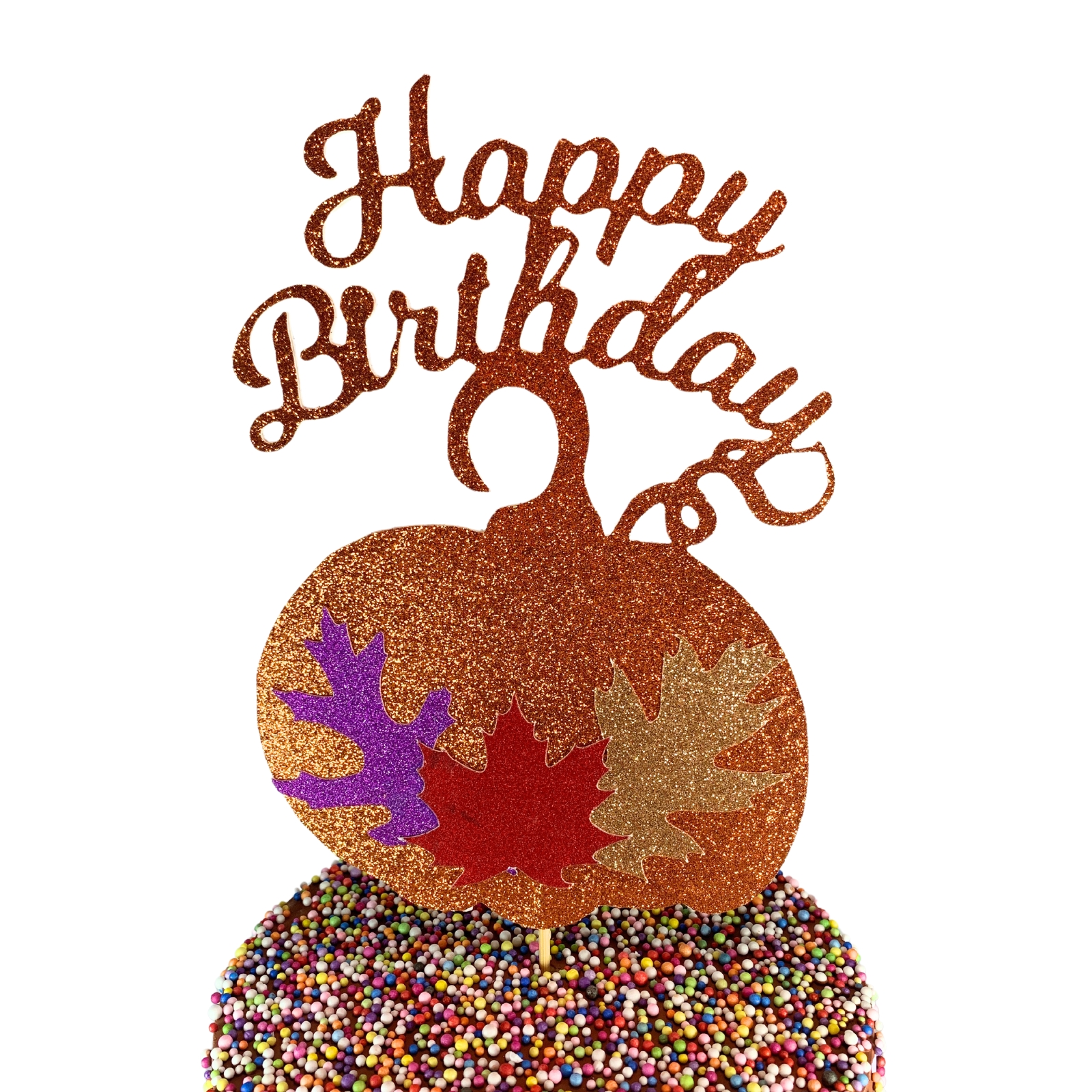Happy Birthday Autumn Thanksgiving Cake Topper Table Centerpiece
