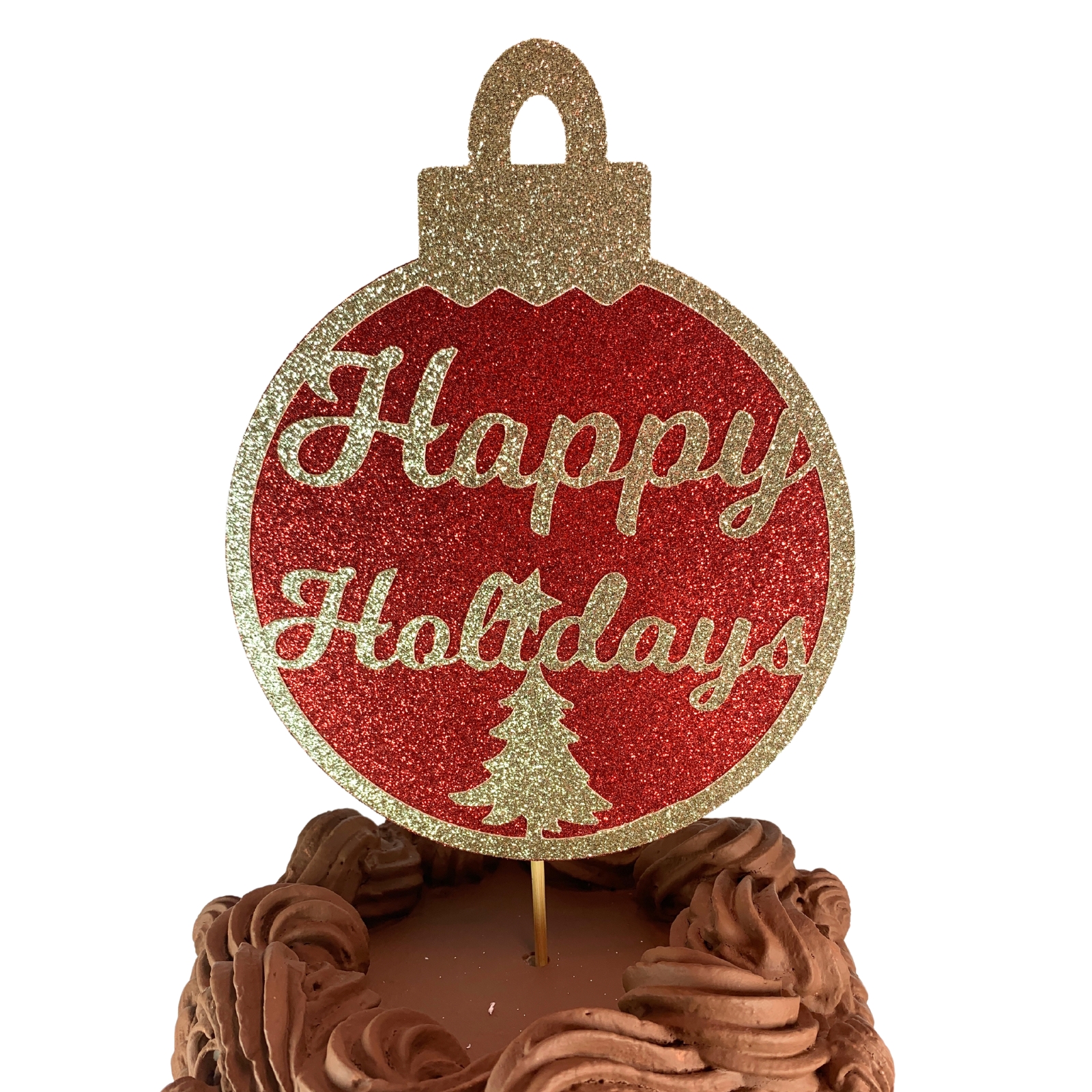 Happy Holidays Christmas Ornament Cake Topper Centerpiece