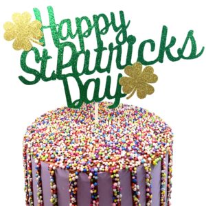 Happy St. Patrick’s Day Gold Shamrock Clover Cake Topper