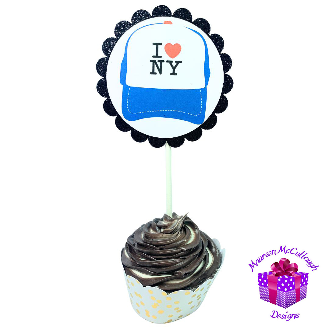 New York City Skyline Glitter Cupcake Toppers – Birthday Party Decorations – Set of 12