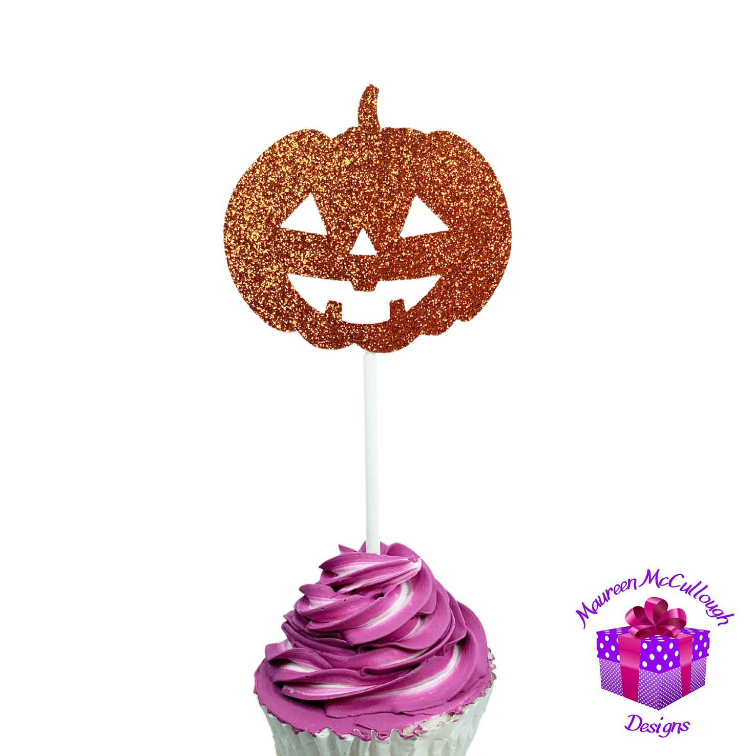 Halloween Cupcake Toppers Pumpkin Ghost Bat Witch Silver Moon Set 08