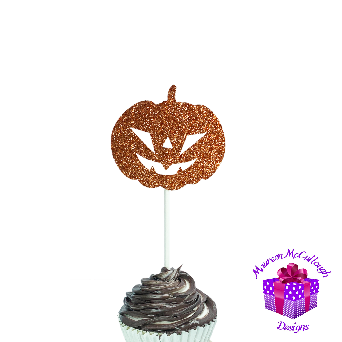Halloween Cupcake Toppers Pumpkin Ghosts Bat Witch Crescent Moon Set 07
