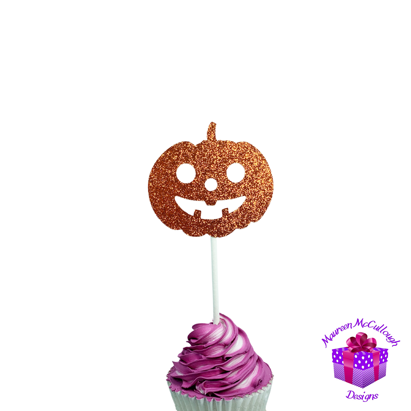 Halloween Cupcake Toppers Pumpkin Ghost Bat Witch Silver Moon Set 06