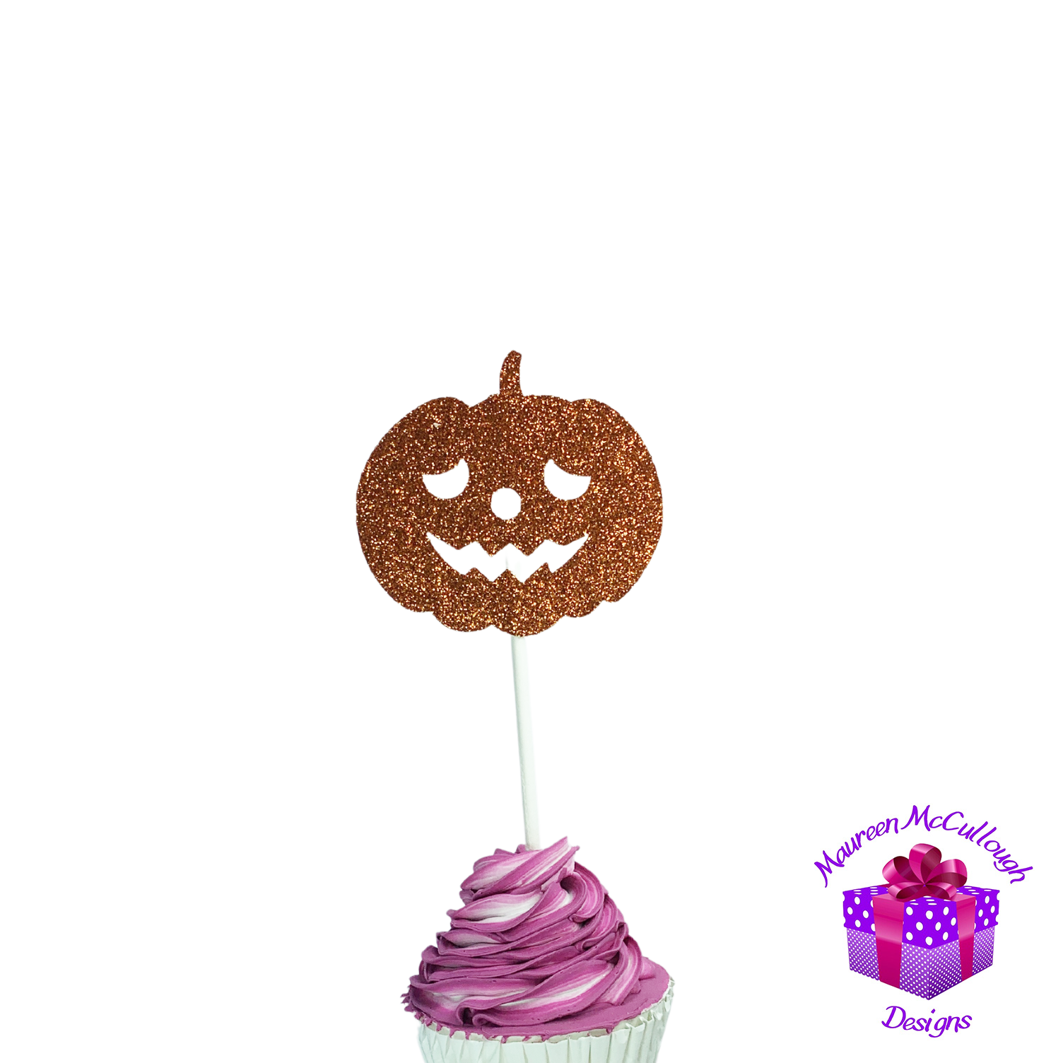 Halloween Cupcake Toppers Pumpkin Ghost Cat Witch Lavender Moon Set 03