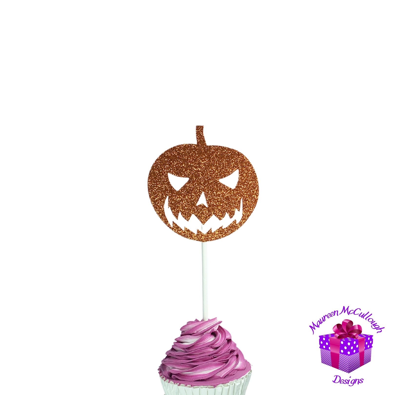 Halloween Cupcake Toppers Pumpkin Ghost Cat Witch Purple Moon Set 04