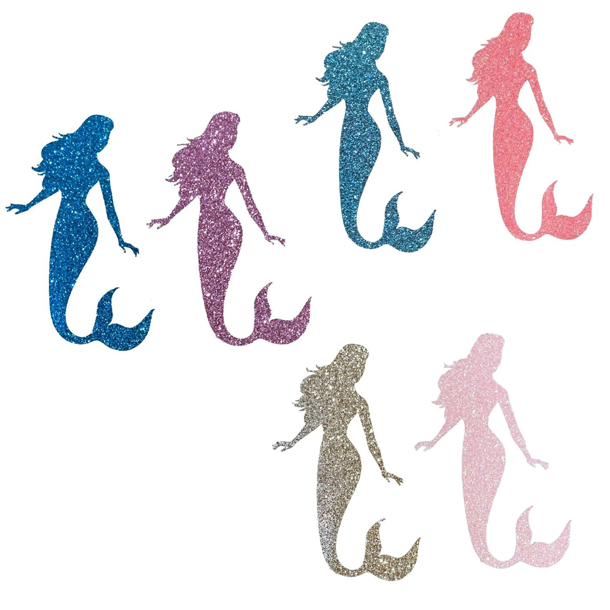 Mermaid Under the Sea Whale Tail Glitter Cupcake Toppers – Birthday Party Decorations – Custom Color