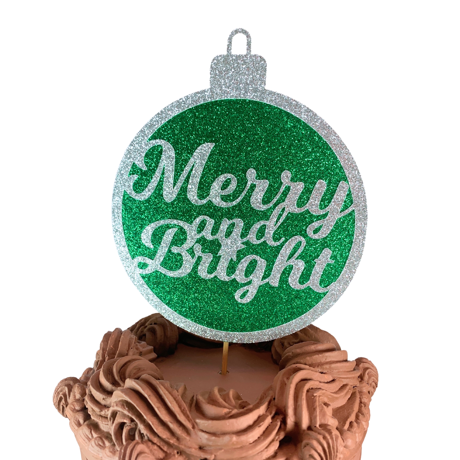 Merry and Bright Christmas Ornament Cake Topper Centerpiece