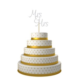 Wedding Engagement Mrs and Mrs Elegant LGBTQ Cake Topper