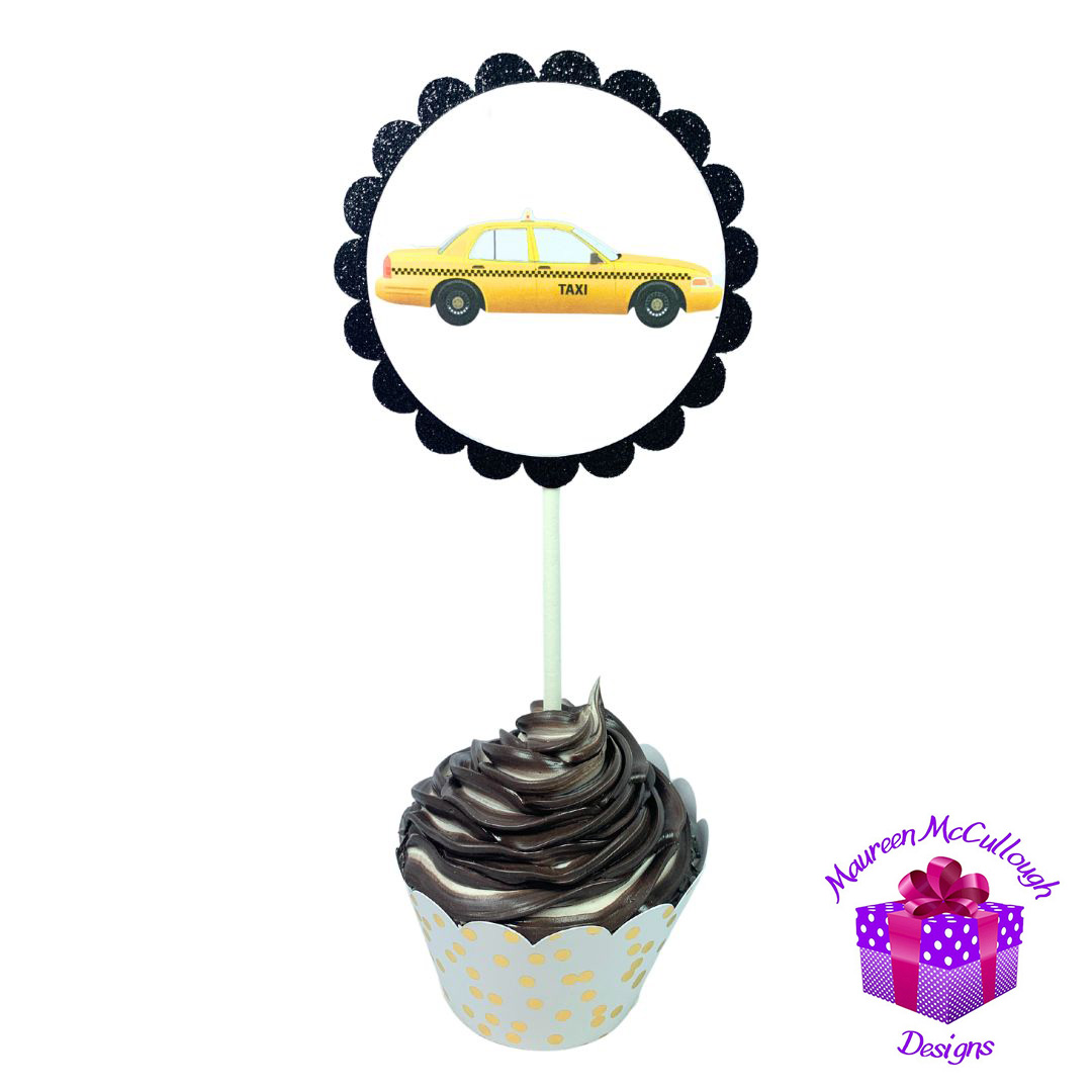 New York City Skyline Glitter Cupcake Toppers – Birthday Party Decorations – Set of 12