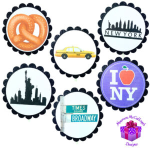 New York City Skyline Glitter Cupcake Toppers – Birthday Party Decorations – Set of 12