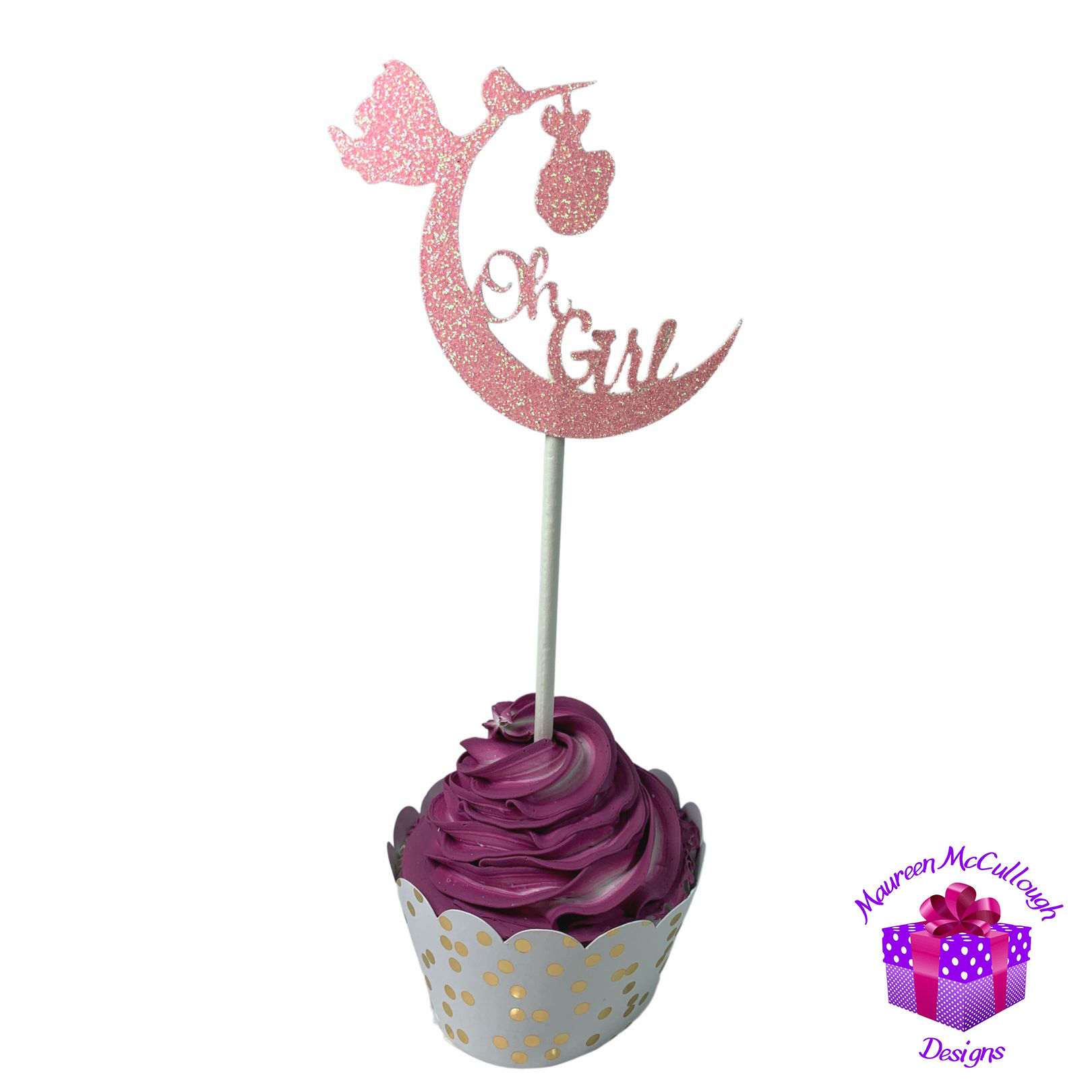 Oh Girl Glitter Cupcake Topper – 3 Inch