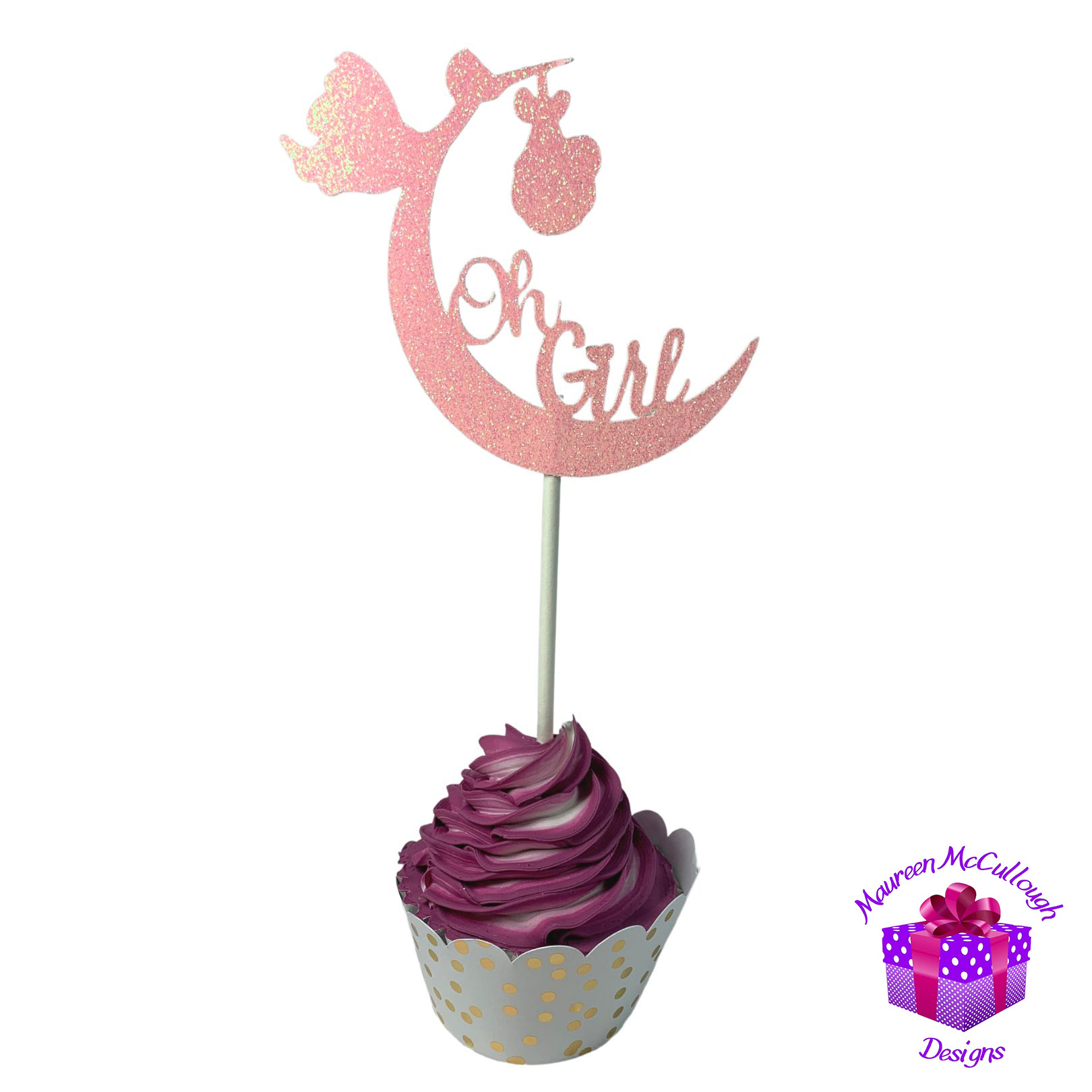 Oh Girl Glitter Cupcake Topper – 4 Inch