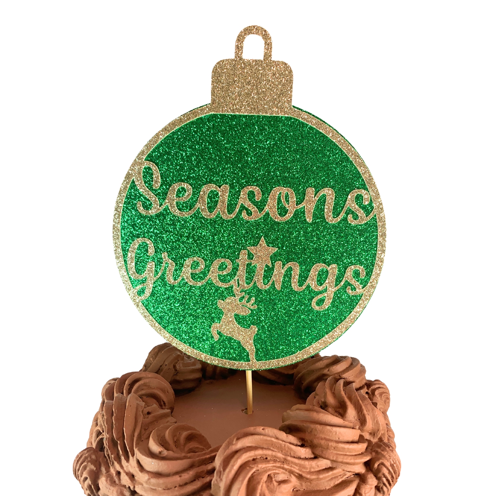 Seasons Greetings Christmas Ornament Cake Topper Centerpiece