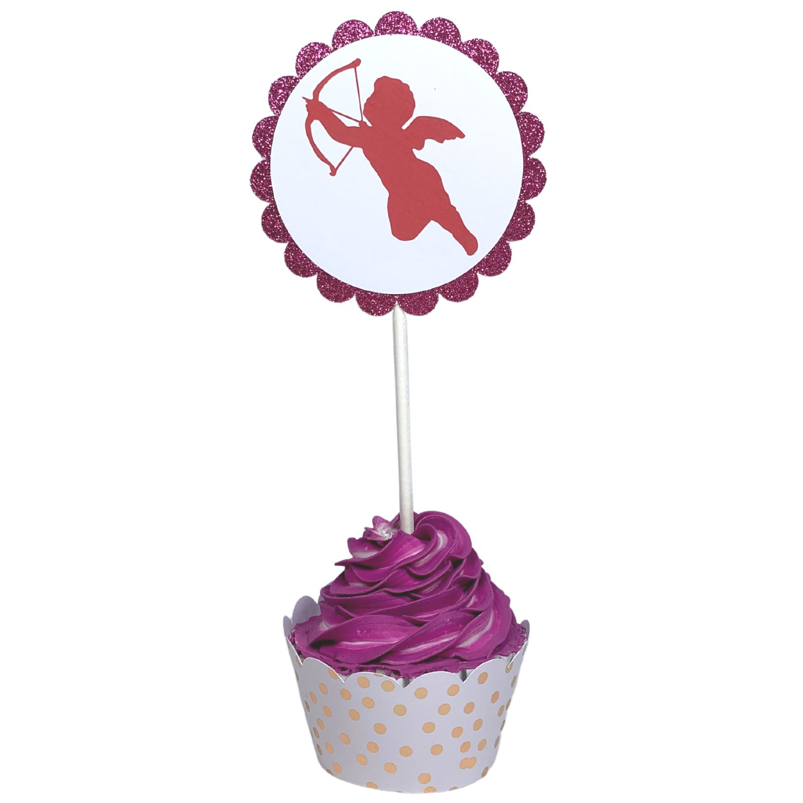 Valentines Day Cupcake Toppers XOXO Be Mine LOVE Cupid Set 01
