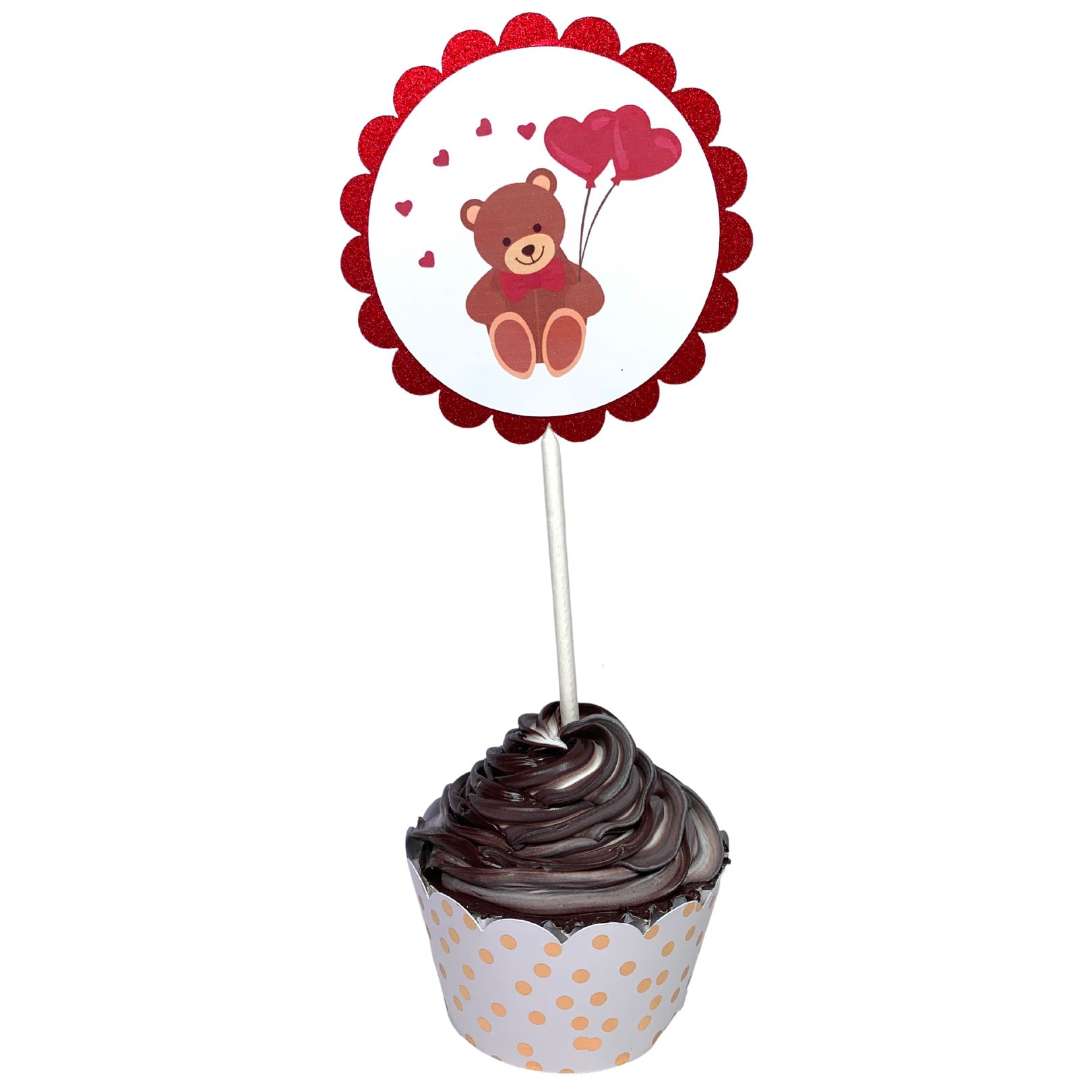 Valentines Day Cupcake Toppers Be Mine Love Cupid Bear Heart Balloons Set 03